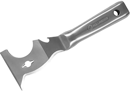 ROLLINGDOG 10 in 1 Painter's Tool Mirror Polished One Piece Blade | Stainless Steel Blade and Laser Engraved Handle 3 inch Multifunction Putty Knife Drywall Paint Scraper