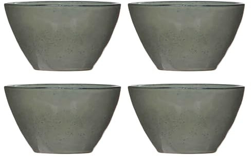 Mica Decorations Tabo Essgeschirr - 14x14x6 cm - Keramik - Grau - Staz von 4