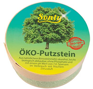 Sonty 3 Stück ÖKO Putzstein 280g in der Holzdose, Putzpaste, Universalreiniger, Reinigungsstein (3)
