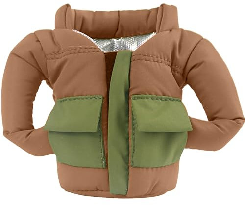 OUYOOLE Beer Can Cooler Jacket, Can Cooler Insulated Vest Jacket Cover, Beer Gifts for Men Women Beer Lovers,Beverage Jacket Drink Coolies (Brown)