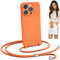 blaspins Crossbody Lanyard Strap Case for iPhone 12, Neck Cross Body, Adjustable Holder Removable, Drop Protection Shockproof, Hands-Free Silicone Case Cover 6.1 inch, 150 cm Strap, iP12 - Orange