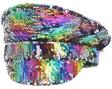Smiffys Kapitänsmütze mit Pailletten, Regenbogen Halloween