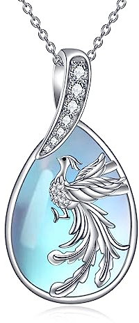 YAFEINI Phönix Mondstein Halskette für Damen 925 Sterling Silber Phönix Anhänger Kette Mondstein Schmuck Geschenk für Frauen Mädchen (Phönix Halskette)