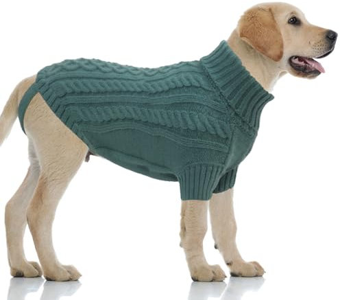 LiebeDD Hundepullover Grosse Hunde - Winter Warm Hundepulli mit Beinen Solide Klassisch Hunde Strick Pullover Hunde Pullis für Große Hunde Labrador Weimaraner, Dog Sweater (Türkis XL)