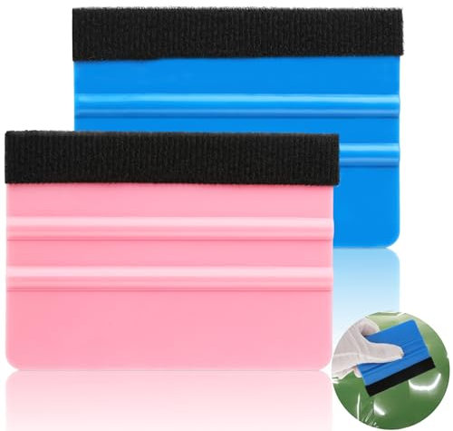Ouligay 2 Stück Rakel Set Filzrakel Werkzeug Rosa Blau Rakel Für Folie Mit Filzüberzug für Autofolien, Schutzfolien, Möbelfolien, Wandtattoo, Schaber Folienrakel