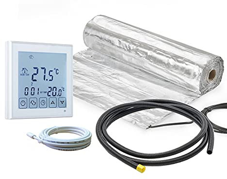 Elektrische Fußbodenheizung für Laminat/Klickvinyl 140 W/m² mit Thermostat RT-60 WLAN/Alexa Echo kompatibel (19 m² - 0,5 x 38 m)