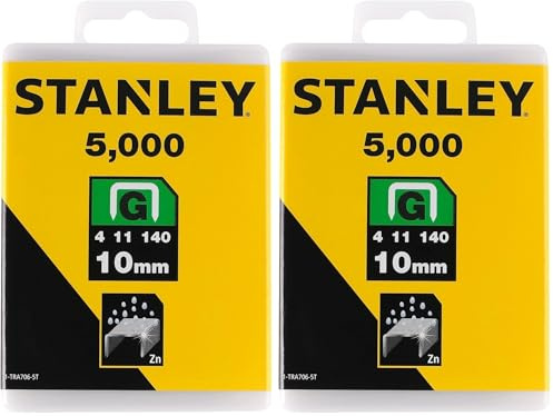 Stanley Klammern Typ G (10 mm, aus Flachdraht, wiederverschließbare Verpackung, rostbeständig) 5000 Stück, 1-TRA706-5T (Packung mit 2)