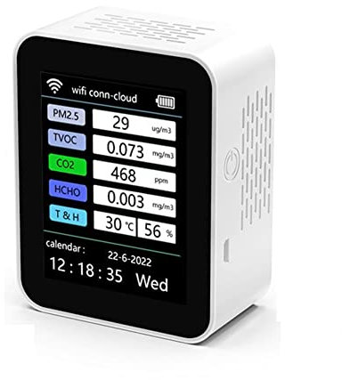 JUNELIONY Tuya WiFi 7 en 1 Smart Air Quality Monitor TVOC HCHO PM2.5 Tester Detector de Gas formaldehído