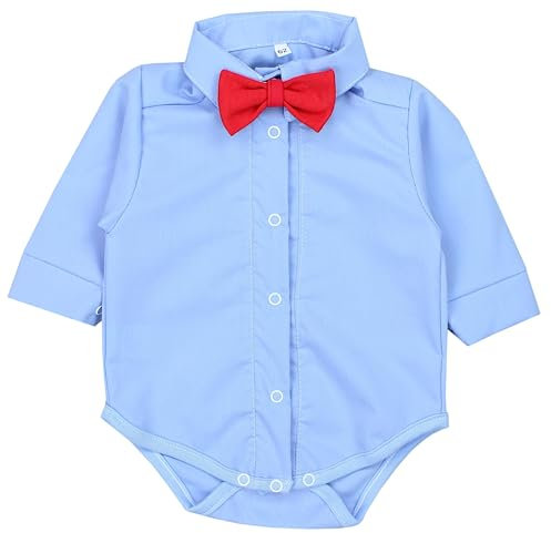 TupTam Baby Body Langarm Jungen mit Kragen – Hemdbody für Babys aus Baumwolle – Body Baby Festlich, Farbe: Blau/Rote Fliege, Größe: 74