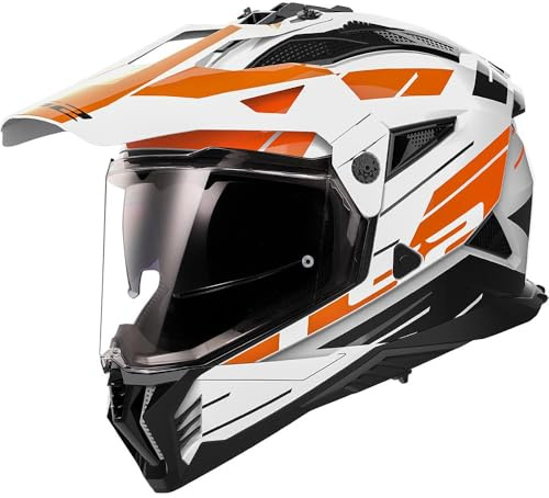 LS2 Motocrosshelme Pioneer II Namib white orange XXL | Beschlaghemmend