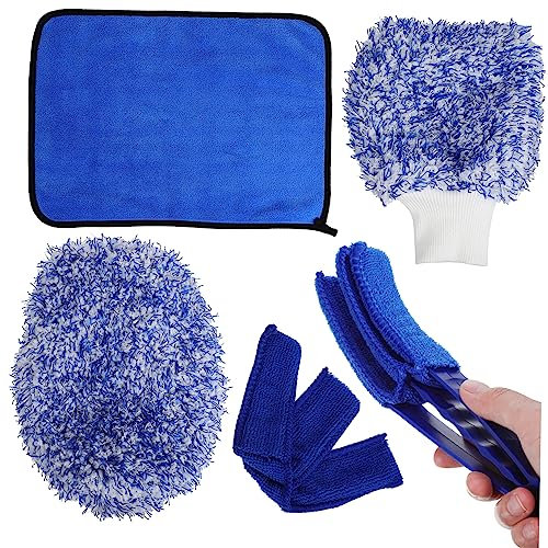 Gatuida Ensemble Complet de Brosses de Lavage de Voiture 5 Pièces pour Le Nettoyage Le Conditionnement La Serviette Le