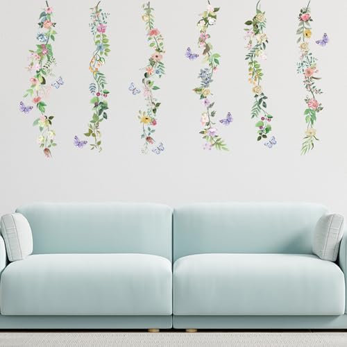 astylishome Wanddeko Schlafzimmer Wandtattoo Blätter Wandaufkleber Wall Stickers Tropisches Blumen Groß Wandsticker für Wohnzimmer TV Hintergrund 0319