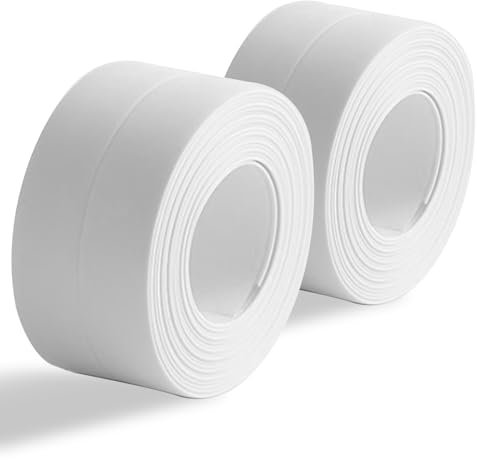2 Rollos Cinta Selladora Impermeable Para Baño, Cinta Baño Selladora, Cinta De Sellado Autoadhesiva, Cinta Adhesiva Impermeable, Para Bañera,Puerta,Fregadero De Cocina Varias Ocasiones(blanco)