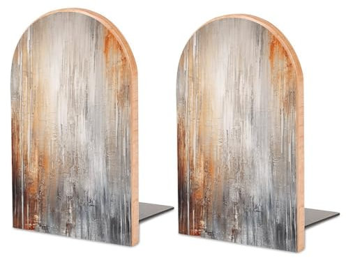 Buchstützen für Regale, Gemälde an der Wand, bedruckte dekorative Buchstützen, Holz-Buchstützen, für Regale, Schreibtisch, Zuhause, Büro, Buchstopper