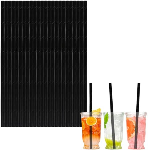 100pcs Biodegradable Paper Straws - Black Kraft Drinking Straws for Juice, Coffee, Cold Cocktails - Birthday, Wedding, Bridal/Baby Shower Party Accessories