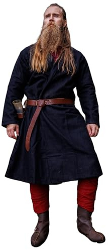 Leonardo Carbone® Herren Klassisch Klappenrock Balder | Elegante Silhouette | Perfekt Für LARP | Mittelalter Kleidung | Wikinger Kostüm | Umhang | Waffenrock | Stola | Wolle Schwarz S, M