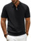 PJ PAUL JONES Polo da uomo a maniche corte con cerniera a 1/4, polo da golf, maglietta casual, Nero , L