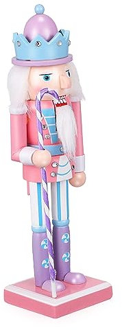 PRETYZOOM 25.5cm Extra Large Nutcracker Soldier Pink Xmas Decor Wooden Puppet Christmas Ornament