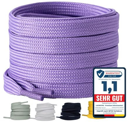 LaceHype 2 Paar Premium Schnürsenkel flach [10 mm breit ] LC1 reißfest Schuhbänder Ersatz Shoelaces aus Polyester für Sneaker, Sportschuhe, Laufschuhe, Turnschuhe (Lila, 110)