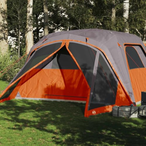 Xichuzi Familienzelt mit Vorzelt 6 Personen Grau und Orange Wasserdicht, Caming Zelt, Camping Tents, Camping-Zelt - 94550