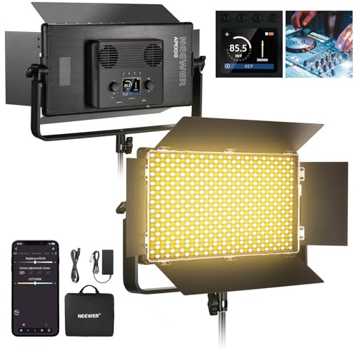 NEEWER Panneau Lumineux Vidéo LED Bicolore 100W, 960 LED 38600Lux@0,5m 2500K-8500K CRI96+/TLCI97+ Luminosité 0-100%, Contrôle APP/2,4G/Panneau/DMX pour Studio Photo Pro, Vidéo Éclairage Scène, AP100B
