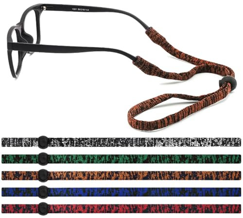 Qufiiry Brillenband, 5 Stück Adjustable Glasses Strap Sunglasses Lanyard Cord Non-Slip, Rutschfest Brillenschnur, Sportbrillenband mit guter Schweißabsorption für Männer und Frauen Sport(Farbe)