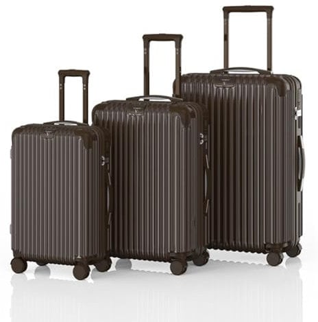 Voyagoux Kofferset 3 teilig - 40L,72L & 116L, Hartschalenkoffer Set, Rollkoffers, TSA-Schloss, ABS, Reisekoffer mit Rollen, 4X 360° Rollen, Robust und Leichtgewicht Suitcase, Braun
