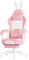 PZDO Pink Gaming Chair,High Back Computer Chair with Footrest, Kawaii Gaming Chairs for Girls Adults Women Kids, Reclining Chairs with Bunny Ear & Lumbar Support, Gift(Pink-White)