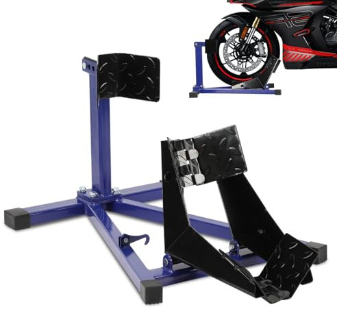 Ollewiellan Support de montage pour moto à bascule avant - Support de transport - Pince de moto - Support de roue - Pour remorque - Bleu - 1 pièce