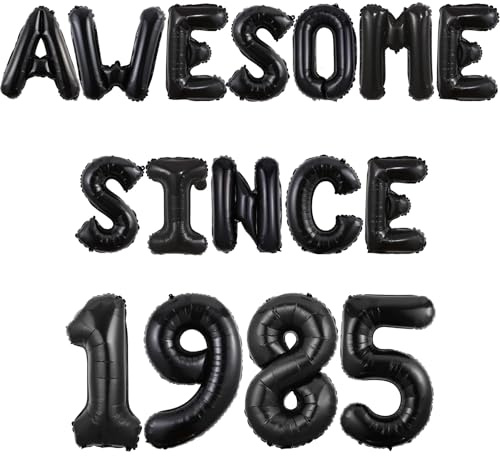 Wonmelody Happy 40th Birthday Banner Schwarz Awesome Since 1985 Banner 40th Birthday Balloon Happy 40 Bday Garland Cheers to 40 Years Balloons for Men Women Funny Forty Bday Anniversary