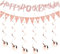 HUKUMA 40. Geburtstag Partydeko Set,Geburtstagsdeko 40 jahre,Sweet 40 Deko Luftschlangen Rosegold,Frau Girlande Spiralen, Happy Birthday Banner Deko zum 40 Geburtstag Frauen