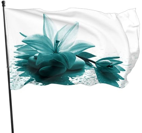 90 x 152 cm große Flagge, blaugrüne Lilie, bedruckt, Gartenflagge, Festival, Zuhause, Innen- und Außenbereich, Osterdekoration, Stoff