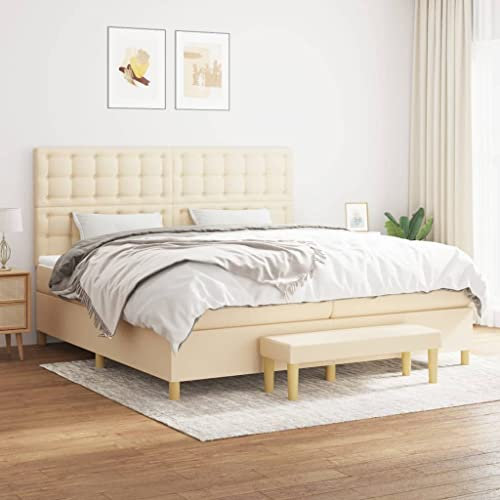 Xichuzi Boxspringbett mit Matratze Creme 200x200 cm Stoff, Bett, Bed Frame, Familienbett, Bettrahmen, Bett Gestell, Bett Rahmengestell, Schlafzimmer Bett - 3137506