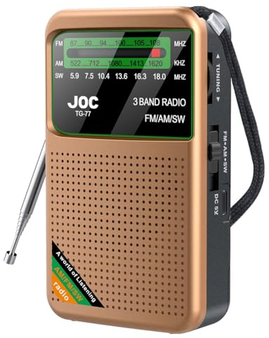 Fuhjythy Pocket Radio Portable Mini Full Band Radio AM/FM/SW Radio with Rechargeable Battery Support Earphone MiniRadio for Old,D