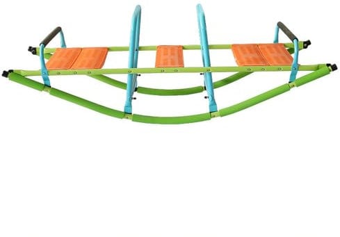 RVUEM Teeter Totter, Kids Seesaw, Metal Rocking Seesaw, Kids Outdoor Play Equipment, Blue and Green Steel Tube, Plastic Seat, for Toddlers Boys Girls Age 3-7