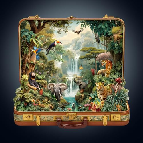 WOODBESTS Wooden Puzzles for Adults, Jungle Animals Wooden Puzzle, Irregular Unique Puzzles, Beautiful Gifts for Puzzle Lovers (13.4 * 13.2in 300pcs)