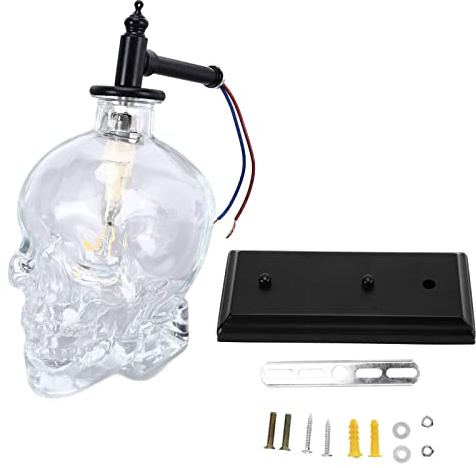 Resefinem Vintage Industrial Skull Wandlampe einzigartige Eisenglas Design für Schlafzimmerkorridor 110 220 V G9 Glühbirne inklusive