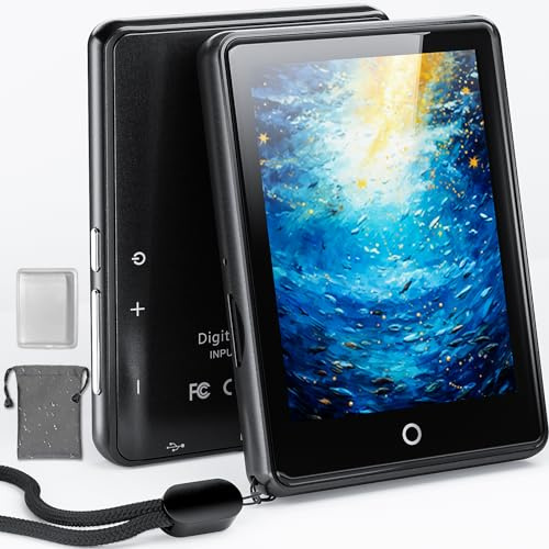 Lettore MP3 da 64 GB, Bluetooth 5.3, touch screen da 2,8 pollici, cassa in zinco, suono e altoparlante Hi-Fi, durata della batteria di 48 ore, rumore bianco (18 suoni), cuffie e custodia, espandibile