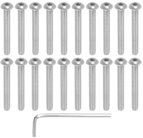 M METERXITY 20 Pack #10 24 x 1-1/2 Button Head Socket Cap Bolts Screws, 304 Stainless Steel 18-8 Bolts with Hex Spanner Socket Head Screws for DIY, Furniture, Water Pump, Light Fixture,Silver