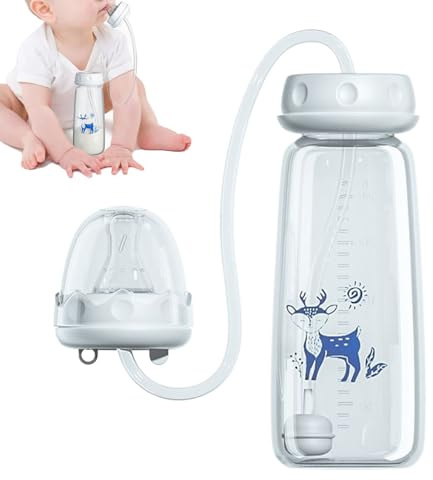 3-in 1 Hands-Free Anti-Colic Babys Bottle,2026 New 240ml Silicone Leakproof with Nipple Straw, Adjustable Fast Flow Milk Bottle,for Boys Girls Indoor Outdoor Home Bedroom Living Room Hotel