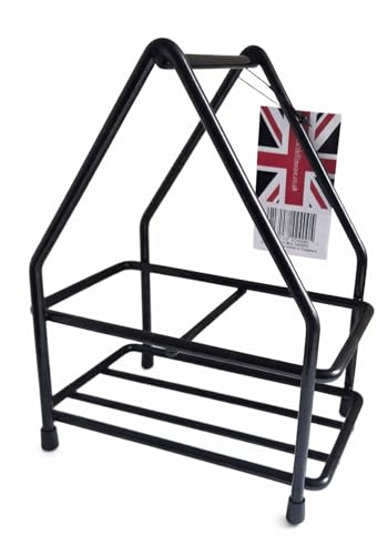 Delfinware Milk Bottle Carrier – British Bottle Holder, Plastic Coated Steel with Handle & Rubber Feet – Made in UK (Black, 2 Bottle)