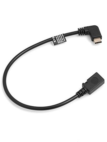 System-S USB 3.1 Typ C Kabel Stecker 90° Grad gewinkelt zu Micro USB 2.0 Buchse Datenkabel Ladekabel Adapter Verlängerung (ca. 27 cm)