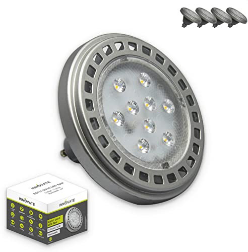 INNOVATE ES111 GU10 LED Leuchtmittel 1 Stk. [12W 60° 3000K Warmweiß Dimmbar I ersetzt 100W] QRB11 ES111 QRB111 LED Leuchtmittel Lampe Spot Strahler Spot (GU10 Modul 3000K Dimmbar, 4 Stk.)