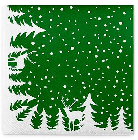 Sovie HORECA Serviette Marvin in Grün aus Linclass® Airlaid, Weihnachtsserviette festlich stoffähnlich, Einwegserviette ideal für Adventszeit & Weihnachten, 40x40cm, 50 Stück