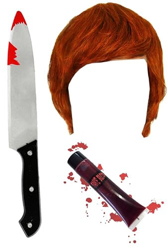 Kostüm für Erwachsene mit falschem Blut- und Blutmesser-Set und Kostüm-Set