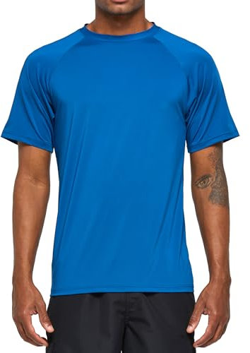 Arcweg Rashguard Men Short Sleeves Diving UV Protection UPF 50+ Elastic Rash Vest Loose Fit Top Swimming Quick Drying Surfing Pool T-Shirt Sports Top Rashie XL(EU) Blue