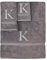 Handtuch-Set, Monogramm, personalisiertes Geschenk, 3er-Set, bestickt mit schwarzem Blockbuchstaben, extra saugfähig, weiche Frottee-Oberfläche, Grau Block Letter Initial - K Grau und Silber