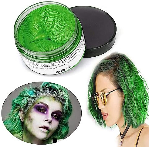 Cera de Color Para el Cabello, Tinte de Cabello Temporal Mujer y Hombre, Cera Pelo DIY, Fórmula Planta Lavable Cera de Peinado Natural Mate 4.23 OZ - Verde