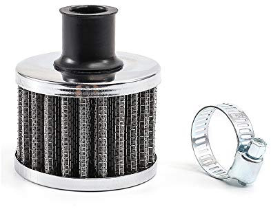 Interfaccia universale Filtri olio aria moto 12mm Filtro aspirazione aria fredda auto Sfiato turbo Sfiato carter (Grigio)