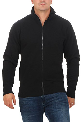 Happy Clothing Herren Sweatjacke Dunkelblau - Jacke mit Reißverschluss ohne Kapuze, weiches Fleecefutter, klassisch geschnitten, perfekt als Unterziehjacke, Homewear, ohne Taschen, Größe 4XL